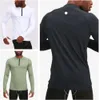 Lu Men Yoga Outfit Sports Leng Sleeve Tシャツメンズスポーツスタイルタイトなトレーニングフィットネス服伸縮性クイックドライウェアT3545