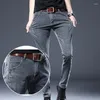 Jeans pour hommes Denim coréen tendance arrivée décontracté polyvalent élastique haut de gamme pantalon droit gris coupe slim