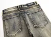 jeans violets pantalon pour hommes 2024 automne nouveaux jeans de couleur pour hommes épissés avec des trous cassés coupe mince élastique petit pantalon droit taille moyenne tendance