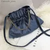 Kvällspåsar Corduroy Chain Messenger Bag Women's Bucket Bag Luxury Velvet Shoulder Bags Stora kapacitet Bok Handväska Söta crossbody -väskor Q240104