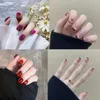 Faux Ongles Moyen Longueur Français Faux Mode Année Forme Carrée Presse Sur Couverture Complète Ongles Conseils Femmes