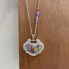 Chains Classic National Style Enamel Colored Pastoral Flower And Phoenix Ruyi Lock Pendant 925 Silver Necklace For Women Jewelry