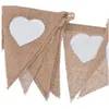 Party Decoration 13 PCS Wedding Burlap Bunting Linen Love Triangle Supplies Stage Bakgrund Layout Pull Flag Banner Birthday