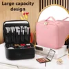 Smart LED Makeup bag With Mirror With Compartments Waterproof PU Leather Travel Cosmetic Case For Women 240103