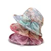 Neue Frauen Sommer Organza Hüte Breiter Krempe Druck Sonnenschirm Eimer Kappen Sonnenschutz Becken Strand Sommer Elegante Sonne Hüte