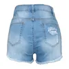 Women's Shorts Plus Size Summer Denim Women Mid Waist Ripped Frayed Hem Tessles Stretchy Jean With Pockets