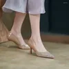 Scarpe eleganti 2024 di alta qualità per le donne Décolleté con un pedale Tacchi a punta da donna alla moda