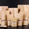 100 pcs kraft paper bag seal with Aluminum Foil Lining stand up Pouch Packaging favor food storage bags wholesale for gift nut tea Dwnwk