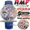 RMF AT112.60.dr Astronomia Tourbillon Mekanik Erkekler İzle 3D Art Silver Dragon Göksel Vücut Timsah Timsah Deri Kayış Süper Edition Trustytime001 Saatler