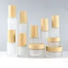 Storage Bottles Empty 40ml Clear/White Glass Skincare Bottle With Wood Grain Cap