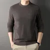 Winter men's round neck thick sweater knitted brushed solid color long sleeved casual warm jacket 240104