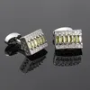 Rectangle Cufflinks Shiny Zircon Rhinestone For Men Business Wedding Shirts Suit Cuff Links Square Design Brand Luxury 240104