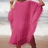 Damskie stroje kąpielowe Kobiety na ramię luźna plaża Smock swobodny wakacje seksowny styl wycięty sukienka Tassel Summer Sunshade Cloth