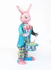 재미있는 클래식 컬렉션 레트로 시계 해피 토끼 토끼 바람을 켜고 금속 걷는 주석 놀이 드럼 토끼 로봇 기계 장난감 240104