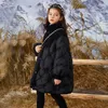 Children Winter Down Cotton Jacket Lamb Wool Girl Long Clothing Kids Black Clothes Thicken Warm Parka Snowsuit Outerwear TZ462 240103