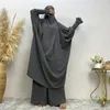 エスニック服の祈りのドレス2 PCSイスラム教徒イスラム語ニダモデストバタフライアバヤセットマッチキマーラマダンイードと長いヒジャーブ