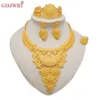 Dubai Gold Farbe Schmuck Set Für Frauen Indische Ohrring Halskette Nigeria Marokkanischen Braut Zubehör Hochzeit Armband Party 240102