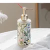 Liquid Soap Dispenser 1 PC 430 ml Shampo Ceramics Bottle American Style Flower Mönster Hem Lotion El Badrumsmaterial