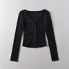 هوديز النساء 2024 Y2K V-lapel Cardigan Women Long Sleeve Tops Tops Vintage Autumn Winter Girl Girl Sweater Conitwear Jumper