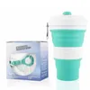 Tazze Piattini 1Pc 550ML Tazze da caffè pieghevoli Tazze da viaggio in silicone pieghevole per acqua da esterno Bottiglia da viaggio retrattile portatile con coperchio