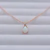 Chains European And American Retro Water Droplets Moonlight Stone Pendant Rose Gold Necklace Female Niche Design Fashionable Jewelry