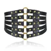 Ceintures À la mode rétro évidé rivet ultra large ceinture pour femme doudoune européenne et américaine ceinture décorative noire