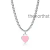 Beliebte Anhänger Halsketten Design 925 Sterling Silber Perlen für Frauen Schmuck mit rosa, blau, rot, schwarz Farbe Emaille Herz Halskette Großhandel Tiffan1X37W