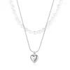 Pendant Necklaces ALLME French Freshwater Pearl Metallic Heart For Women 14K Gold Silver Plated Copper Double Layers Choker