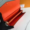 Designer de luxe en gros portefeuille 7 couleurs mode unique fermeture éclair pocke hommes femmes en cuir dame dames long sac à main avec carte de boîte orange