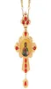 Colares Pingente Cruz Colar Zircões Cristais Igreja Golden Priest Crucifixo Ortodoxo Batismo Presente Ícones Religiosos Pendant11236597
