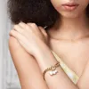 Enfashion 3 Natural Pearls Wide Chain Armband för kvinnor Rostfritt stål Guldfärg Bangle Fashion Jewelry Pulseras Party B2238 240104