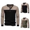 Herren T-Shirts 2024 T-Shirt Herbst und Winter Vintage Color Block Bottom Shirt Langarm