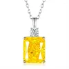 Chaînes S925 Argent 10 12 Femmes européennes et américaines à haute teneur en carbone diamant rectangulaire collier jaune en gros