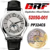 GRF V2 5205G-001 A324 Automatic Mens Watch Complications Annual Calendar Steel Case Moon Phase White Dial Leather Watches PP324SC 2111