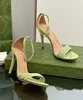 2024 Elegant varumärke Kvinnor Strappy Sandals Shoes Patent Leather Party Dress Lady High Heels Ankel-rem Gladiator Sandalias High Heel Shoe Black Pink Green With Box