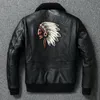 Embroidery Quilted Genuine Sheepskin Coat Winter Natural Fur Collar Soft Men Leather Jacket Flight Coats Clothes 240103