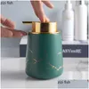 Liquid Soap Dispenser Golden Imitate Marble Ceramic Lotion Bottle Push Type Portable Shampoo Shower Gel Jar Bathroom Supplies 230726 Dhqyl