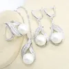 White Freshwater Pearl Silver 925 Jewelry Set For Women Zircon Armband Earring Halsband Pendant Ring Birthday Present 240103