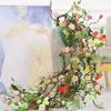 Decorative Flowers Artificial Peach Blossom Branche Vines Background Wall Decorations Cherry Trees Pastoral String Home Decoration