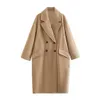 PB ZA automne/hiver femmes unisexe mi-longueur Double boutonnage coupe-vent manteau en laine 240104