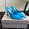 Top quality simple fashion peep toes mules heels Stiletto heel slippers slide calfskin leather Luxury designer sandals womens With box