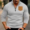 Men's Hoodies Zipper Half Placket Pullover Tops Stand Collar Sweatshirt Casual Fleece With For Autumn