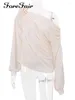 Женские футболки Forefair с косым воротником и цветочной аппликацией, сетчатые шифоновые топы для женщин, модные клубные укороченные прозрачные пуловеры, футболки 2000-х годов Y2k