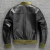 Military Style Black Autumn A1 Pilot Jacket Men Plus Size 4XL Natural Horsehide Aviation Genuine Leather Coat 240103