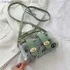 Akşam Çantaları 2022 Moda Çantaları Kadın Şeffaf Graffiti PVC Omuz Kare Sling Bag Serin Messenger Leydi Çantalar Tasarım Lüks Marka Q240104