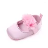 Premiers marcheurs Satin Fleur Solide Bébé Chaussure Unique Marche Princesse Chaussures Semelle Souple Antidérapante