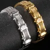 316L Stainless Steel Man Bracelet Gold Plated 12MM Franco Link Chain Bracelets for Men With CZ Birthday Jewelry Gifts Dad 240104