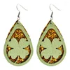 Dingle örhängen St Patrick's Day 2024 Cutout Leather Clover Gold Color Glitter Teardrop Shamrock Beer Mug Faux Earring