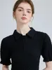 Vestito 2023 Estate Nuove Donne Sottile Lavorato A Maglia Mini OnePiece Polo Manica Corta Femminile Colore Nero Vestito da Promenade Del Partito Stile Vintage Eleganza