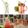 Moscow Mule Cup Stainless Steel Cocktail Mug Metal Curled Edge Copper Plated Hammer Pointing Beer Cups LT746